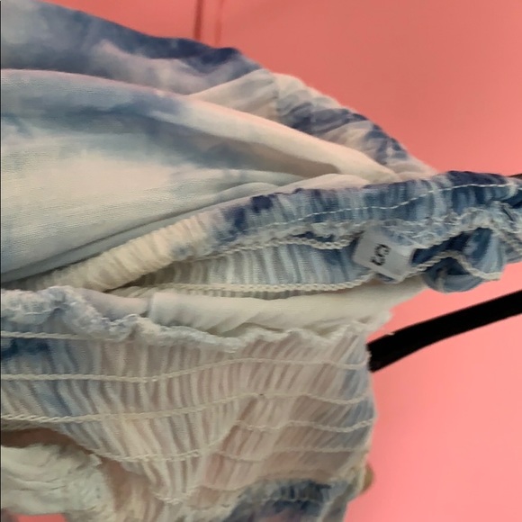 Blue and white rye dye halter tie bohemian dress S - Picture 5 of 5